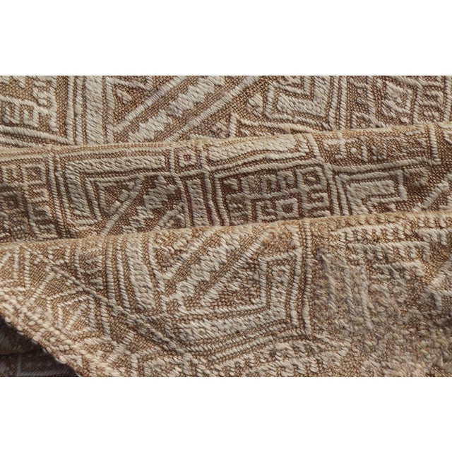 Vintage Turkish Kilim Rug With Allover Geometry in Sand, Wheat, and Ivory For Sale - Image 9 of 10