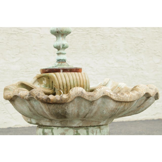 Italian Renaissance Style Cast Stone & Bronze Garden Fountain For Sale - Image 10 of 13