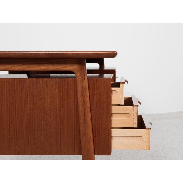 Wood Midcentury Danish Desk Known Model 75 in Teak attributed to Omann Jun 1960s For Sale - Image 7 of 13