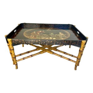 Vintage Chinoiserie Faux Bamboo Butler Style Coffee Table - Maitland-Smith Attributed
