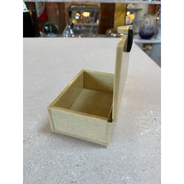 Plastic Vintage Faux Marble Lucite Trinket Box With Decorative Stone Accent For Sale - Image 7 of 8