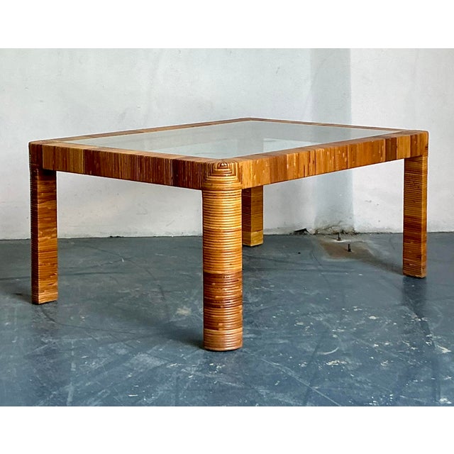 Bielecky Brothers Vintage Boho Wrapped Rattan Coffee Table After Bielecky Brothers For Sale - Image 4 of 7