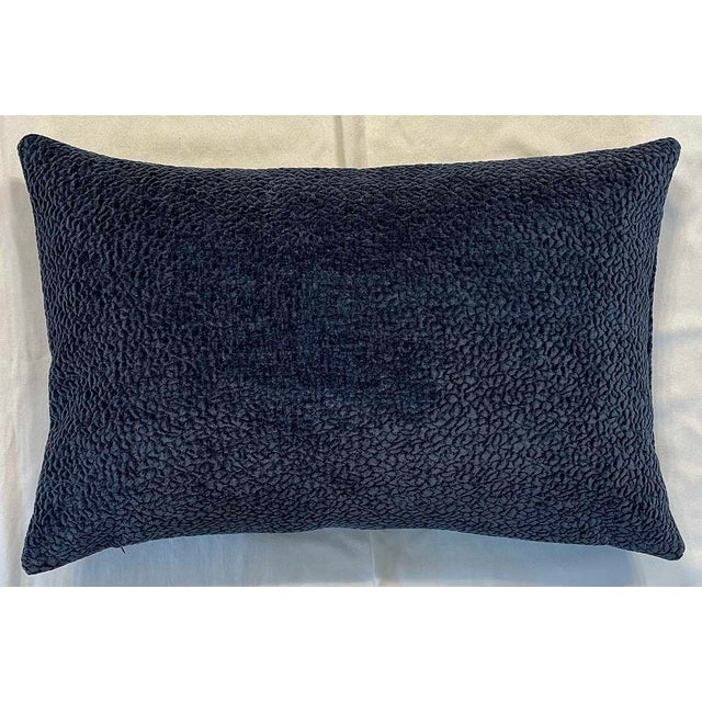 Vintage Navy Blue Reversible Boucle Pillow Hidden zipper with removable down feather insert
