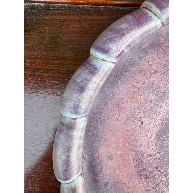 1920s Antique Fulper Pottery Large Lobe Edge Bowl in the Purple Wisteria Glaze, Circa 1920’s For Sale - Image 5 of 6
