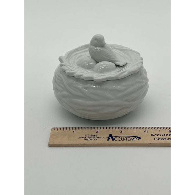 Ceramic White Porcelain Bird’s Nest Trinket Box For Sale - Image 7 of 9