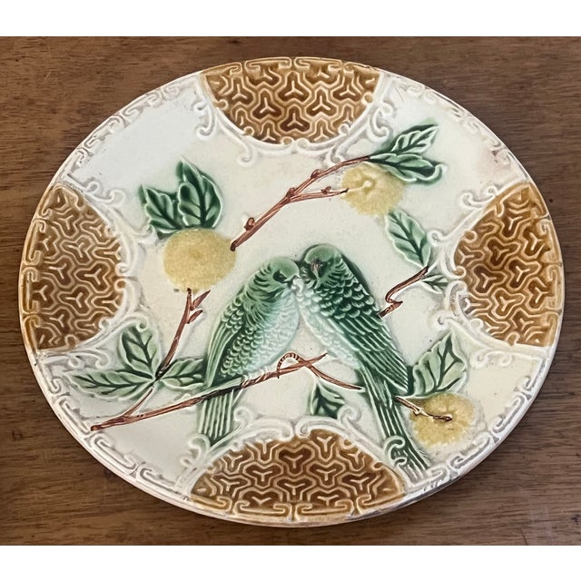 French Majolica Bird & Berries Plate C. 1890's For Sale - Image 4 of 8