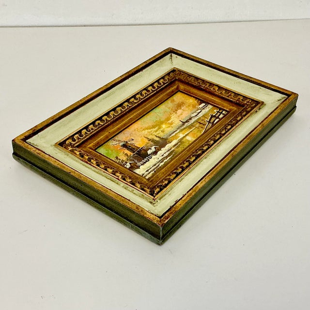 1950s Vintage Impressionist Rustic Holland Winter Landscape Original Oil Painting. For Sale - Image 11 of 11