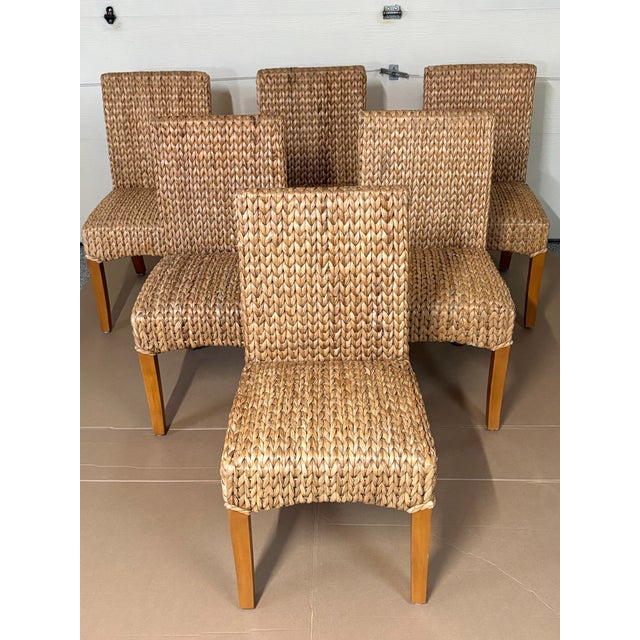 Seagrass and Abaca, Pottery Barn Dining Chairs - Set of 6 For Sale In Boise - Image 6 of 6