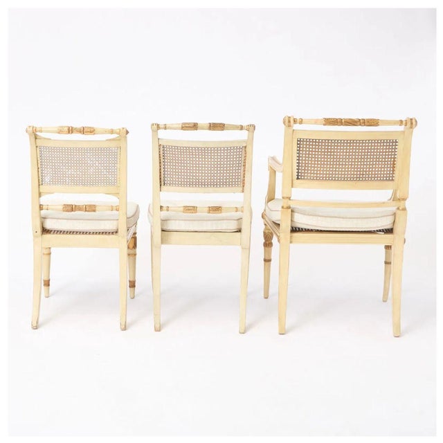 Almost Set of Twelve Regency Parcel Gilt Dining Chairs For Sale - Image 4 of 4