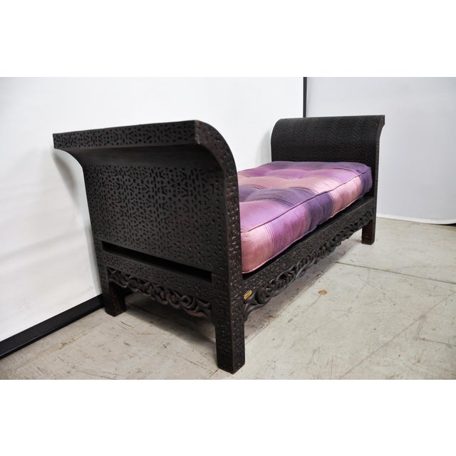 Carved Wood Moroccan Daybed With Cushion Chairish