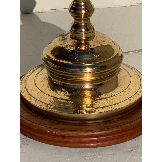 Brass 1960s Hollywood Regency Brass Floor Lamp with Shade For Sale - Image 8 of 11