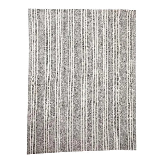 Large Vintage Gray & White Turkish Kilim For Sale