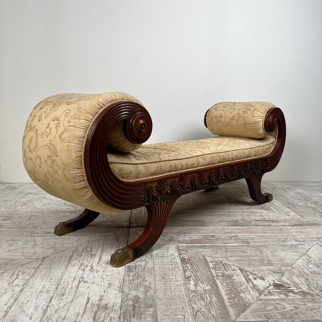 1920s Vintage Regency Style Mahogany Window Seat, 1920s For Sale - Image 5 of 9