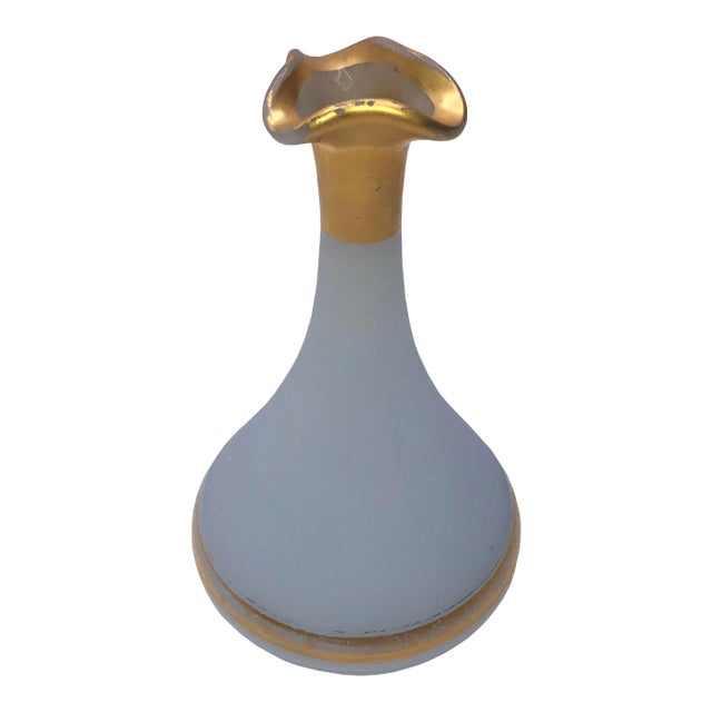 Small French Blue Opaline Vase 19th Century For Sale