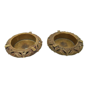 Pair of Anglo-Indian Cast Brass Ashtrays Dhokra Tribal Bracelet Form Catchall