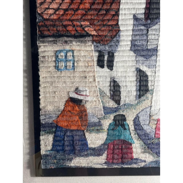 1990s Large Peruvian Handwoven Wool Tapestry in Acrylic Frame For Sale - Image 4 of 9
