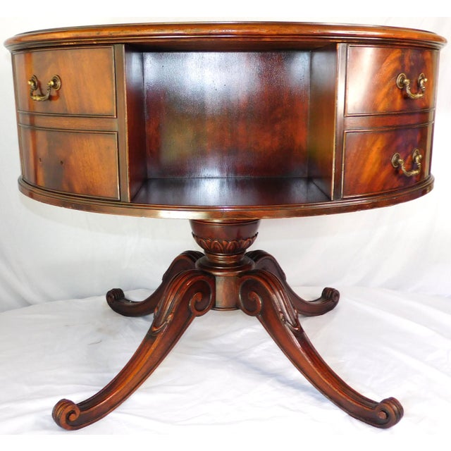 1940s Vintage Heirloom Weiman English Regency Rotating Drum Table #:614 For Sale - Image 11 of 16