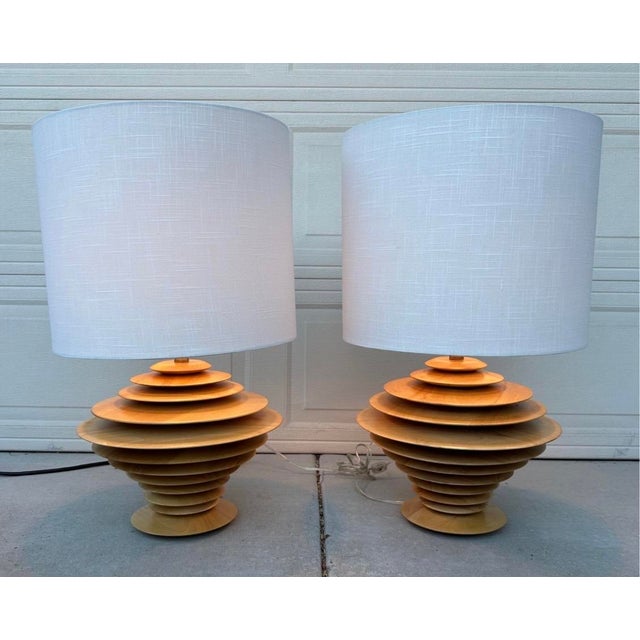 Pair of Discus Table Lamps Attributed to Shepard Vineburg, Los Angeles C. 1980 For Sale - Image 9 of 18