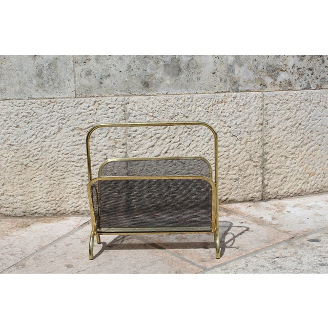 Magazine Rack in Brass and Black Lacquered Metal, Italy, 1970s For Sale - Image 9 of 11