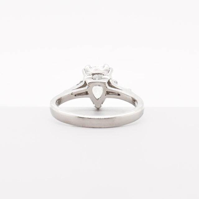 Vintage Platinum & Pear Cut 1.80 Ctw. Natural Diamond Engagement Ring For Sale - Image 10 of 13