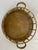 Brass 1970s Hollywood Regency Brass Faux Bamboo Rail Round Serving Tray For Sale - Image 8 of 10