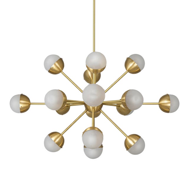 Brass Molecule Chandelier, Oval 17 Light Sputnik Pendant by Schwung For Sale
