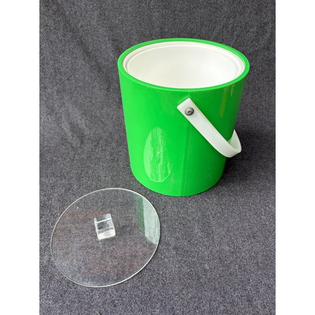 Mid 20th Century Mid Century Modern Lime Green Vinyl & Lucite Ice Bucket For Sale - Image 4 of 18