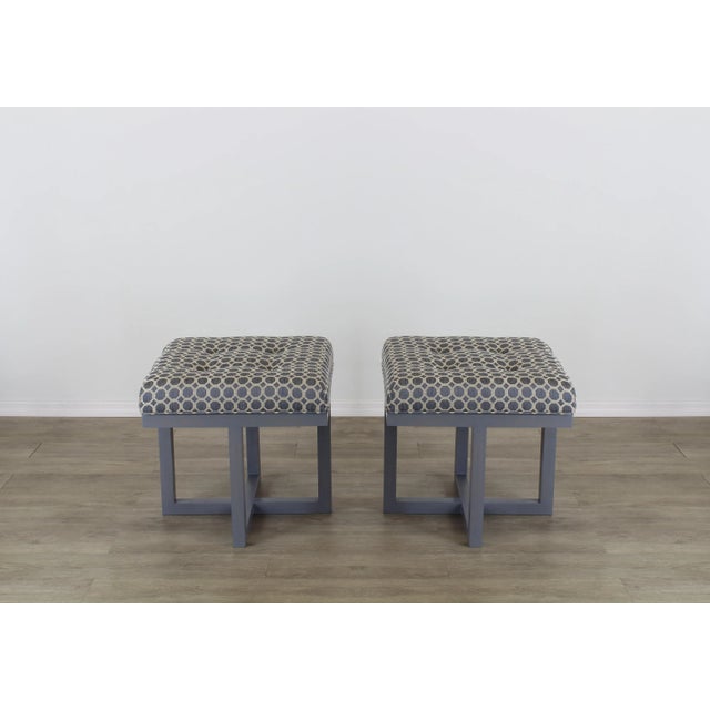 Wood Transitional Custom Made Benches - a Pair For Sale - Image 7 of 8