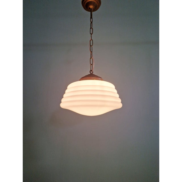 Art Deco Pendant Light in White Opaline Glass, 1920s For Sale - Image 4 of 12