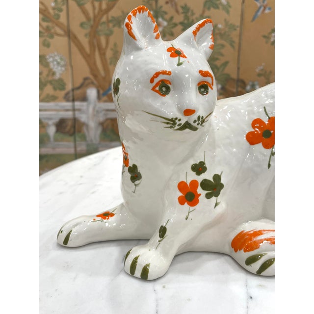 Mid Century Italian Hand Painted Cat | Chairish