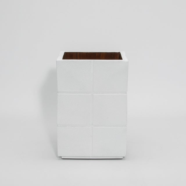 R & Y Augousti Waste Bin in White Shagreen by R&y Augousti For Sale - Image 4 of 7