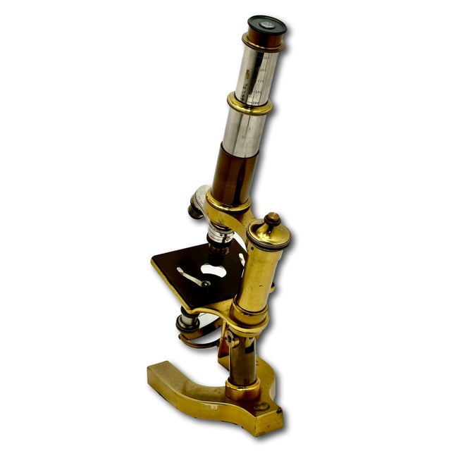 Fine Quality Authentic Antique Solid Brass Doctors Microscope by Bausch & Lomb Optical Co. New York Circa 1894 For Sale In Boston - Image 6 of 18