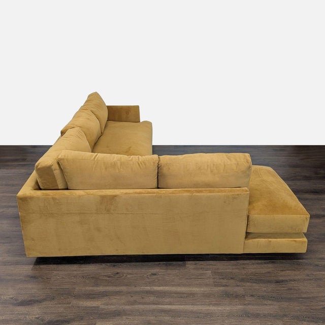 Modern West Elm Haven Mustard Yellow Velvet Sectional Sofa For Sale - Image 3 of 9
