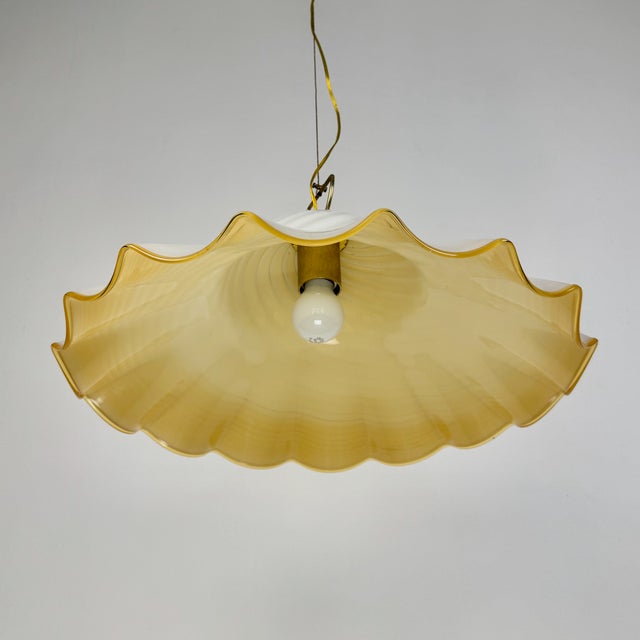 Mid-Century Murano Swirl Fazzoletto Glass Pendant Lamp, Italy, 1970s For Sale - Image 6 of 9