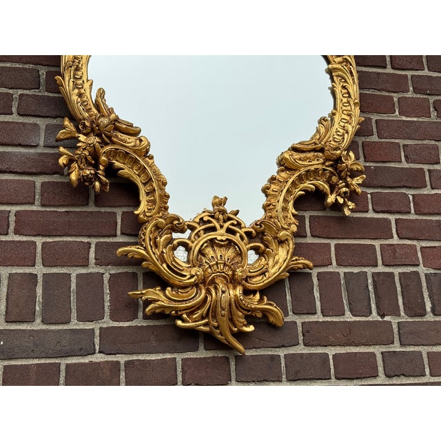 Wood 1980s French Rococo Gold Wood Wall Mirror For Sale - Image 7 of 8