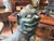 1950s Large 44 Inch High Asian Bronze Foo Dog Statue With Shell Stone Inlay For Sale In West Palm - Image 6 of 10