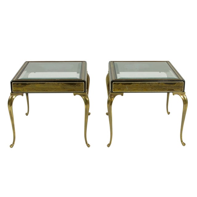 An exceptional and increasingly collectible pair of Mastercraft low tables, circa 1970s, combining the refined structural...
