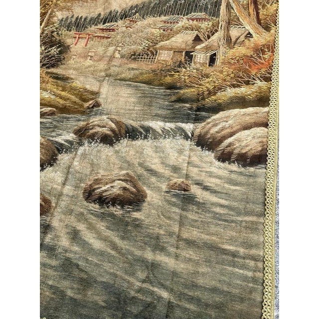 Antique Silk Japanese Village Embroidery, 1890s For Sale - Image 16 of 18