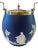This antique Wedgwood Jasperware ice bucket in cobalt blue and white is a rare find. Beautiful white neoclassical designs...