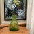 Mid-Century Modern Vintage Hand Blown Art Glass Green Vase With Bubbles and String Bow For Sale - Image 11 of 13