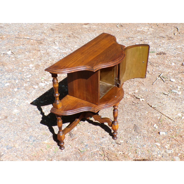 Vintage Art Deco Humidor Table Walnut Smoking Stand Pipe Cigar Cabinet End Table For Sale - Image 11 of 15