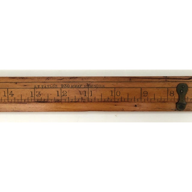 American Industrial Wood & Brass Ruler For Sale - Image 3 of 6