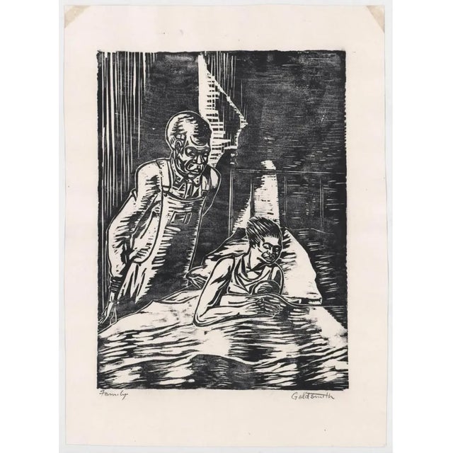 African American family scene, pencil signed by Goldsmith and titled "Family" lower left.