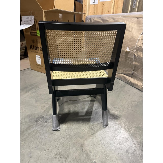 Mid-Century Modern Klarel Chandigarh Black European Beech; Viennese Cane Dining Side Chair For Sale - Image 3 of 3