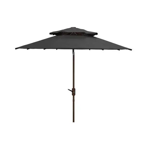 Not Yet Made - Made To Order Outdoor Lorenia 9ft Double Top Market Umbrella - Black For Sale - Image 5 of 5