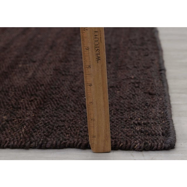 Brown Solid Handwoven Premium Natural Jute Yarn Flatweave Rug 8x10 Ft. For Sale - Image 9 of 10