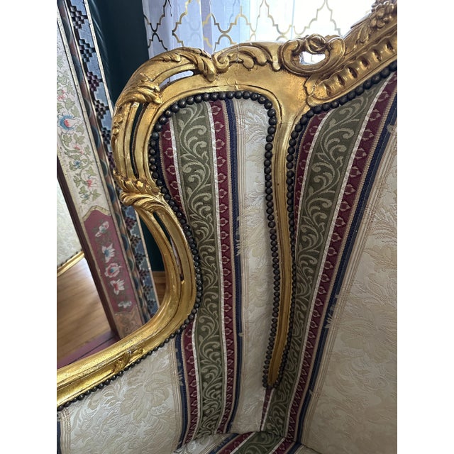 Mid 20th Century Vintage High Back Baroque Highly Carved Gold Gilt Sofa For Sale - Image 6 of 11