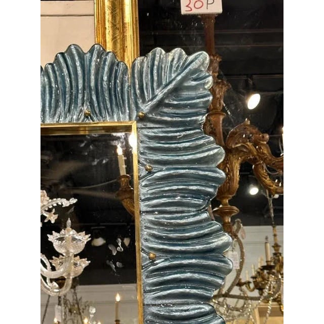 Modern Blue Murano Glass Mirror For Sale - Image 4 of 5