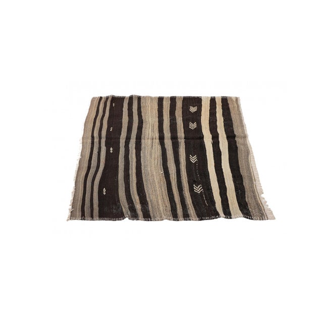 Mid-Century Modern Striped Vintage Kilim Rug - 4`0″ X 5`11″ For Sale - Image 3 of 6