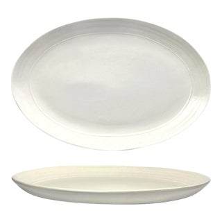 Contemporary Bee & Willow “Milbrook, White” Large Oval Ceramic Serving Platter For Sale